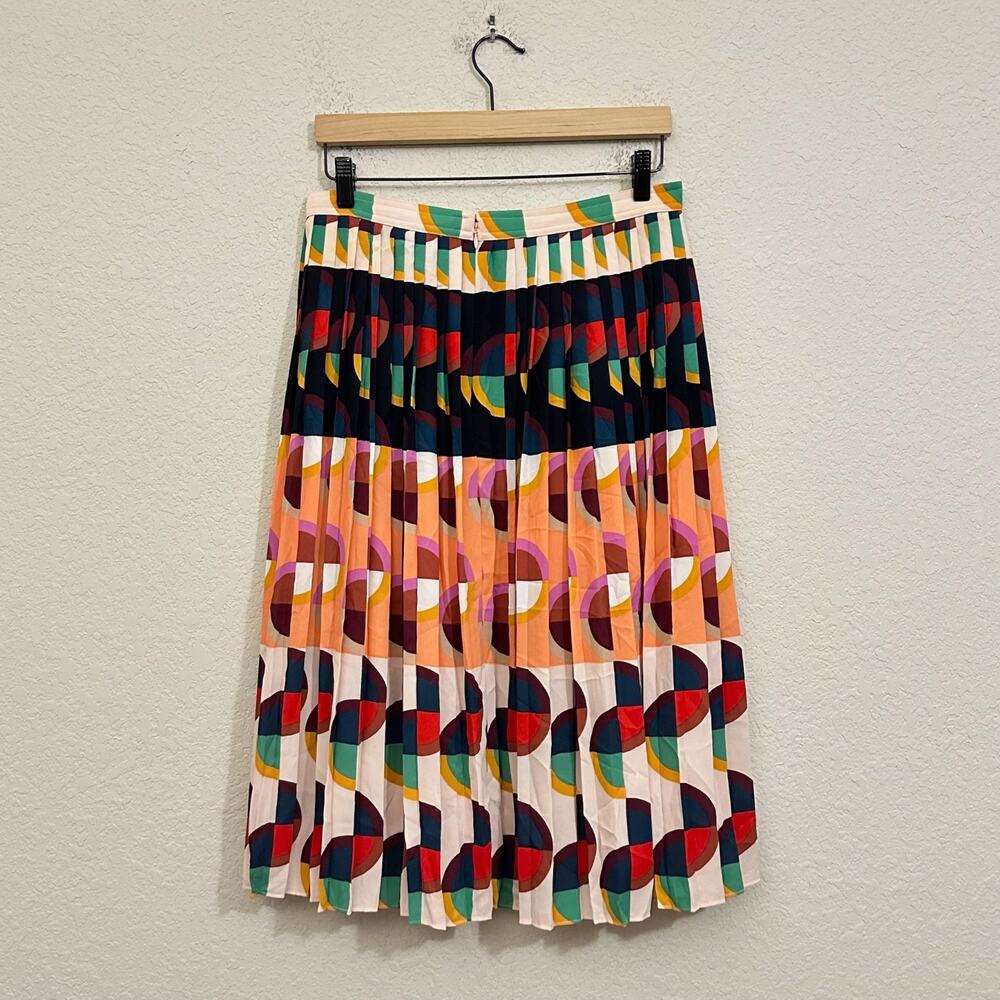 J.CREW 365 Skirt Multicolor Geometric Pleated Midi Psychedelic AOP - Picture 2 of 13